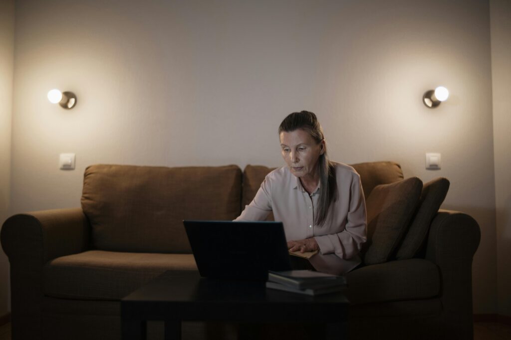 Healthy couple love laptop